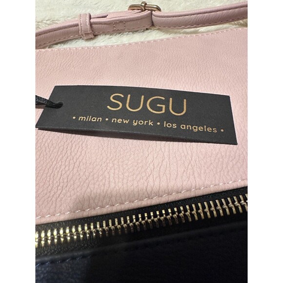 SUGU Lightweight Medium Dome Crossbody Bag Shoulder Bag with Tassel Blush Navy - Picture 3 of 10